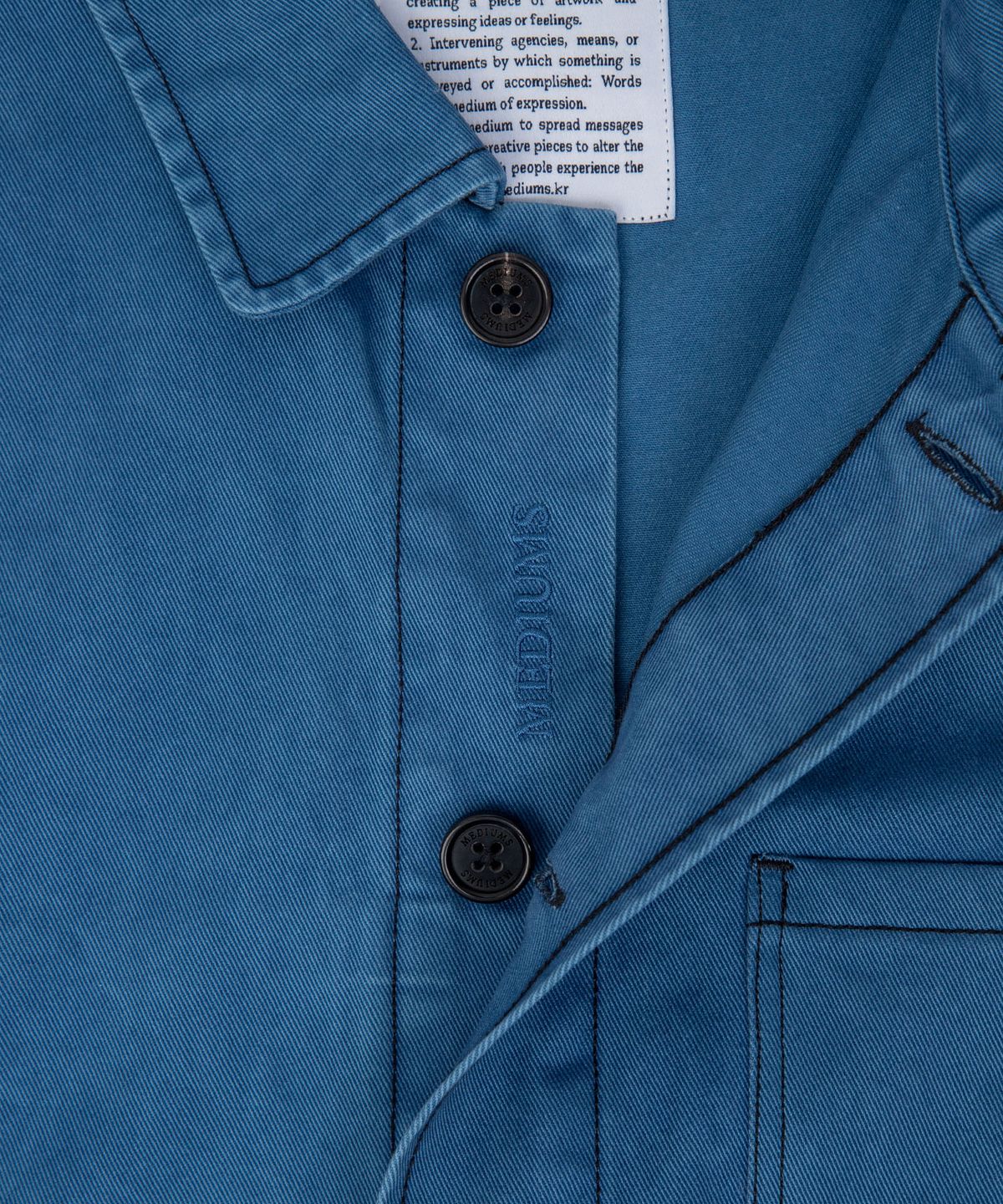 미디엄스(MEDIUMS) Washed Twill French Work Jacket - Blue (워시드 트윌 프렌치 워크 자켓 - 블루)