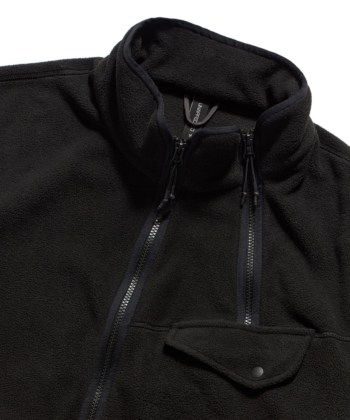 언어펙티드 에센셜(UNAFFECTED ESSENTIAL) FLEECE DOUBLE HALF ZIP PULLOVER / BLACK