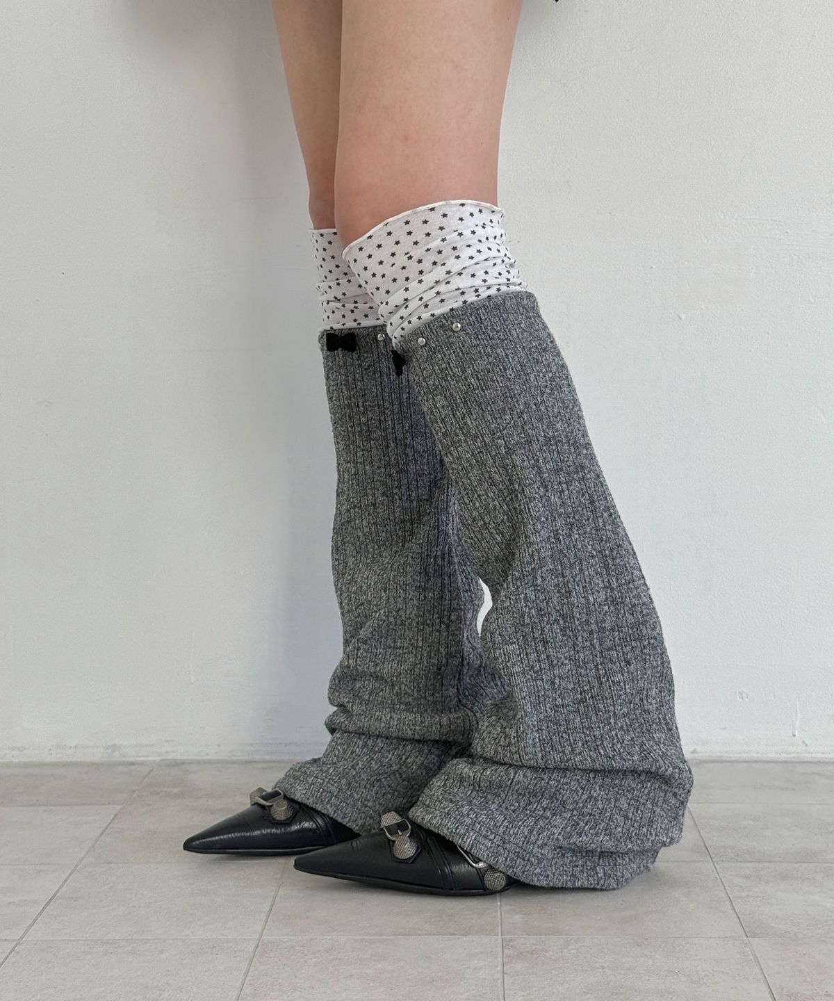 체리퀴리(CHERRYQUIRI) starry leg warmer - grey