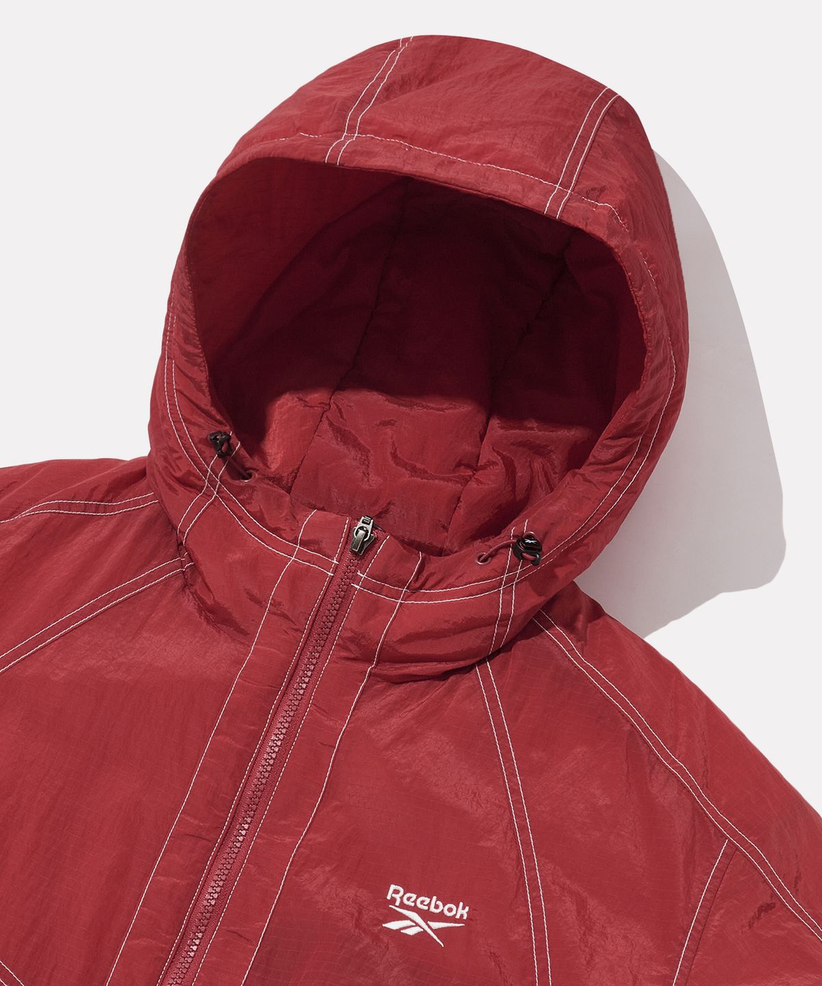 리복(REEBOK) 그리드 스티치 패딩 자켓 - 다크 레드