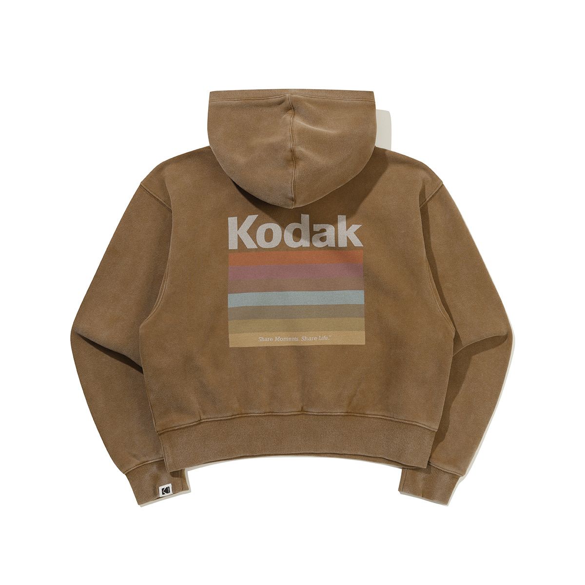 코닥(KODAK) 레인보우 스노우워싱 기모 후드 티셔츠 우먼 BROWN