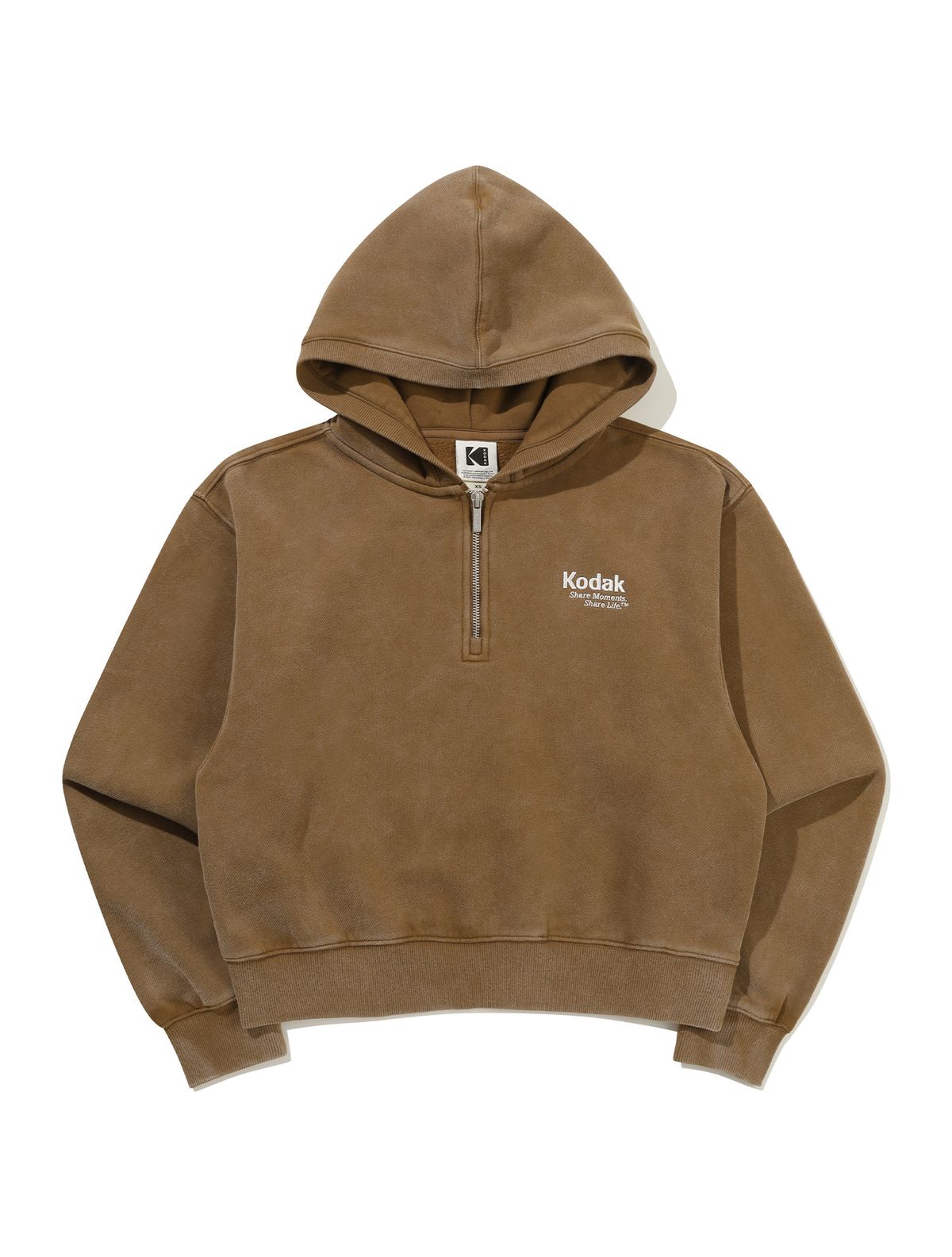 코닥(KODAK) 레인보우 스노우워싱 기모 후드 티셔츠 우먼 BROWN