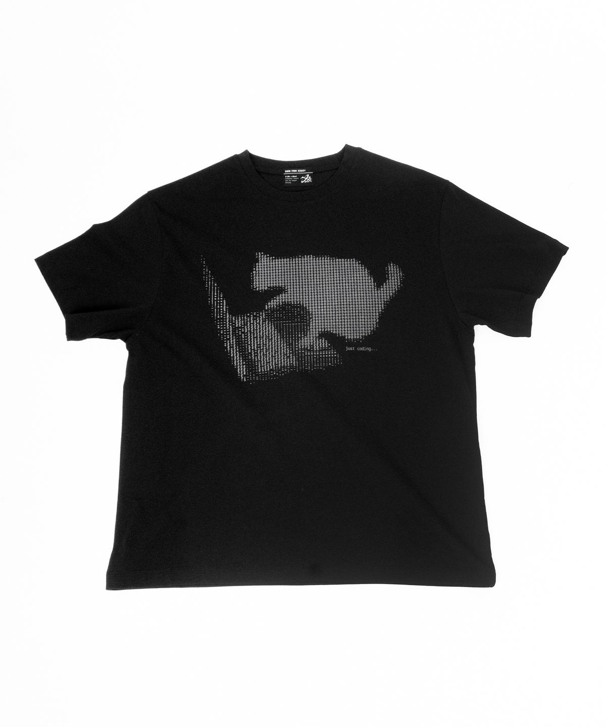 본프롬바이너리(BORNFROMBINARY) ASCII Cat Print T-Shirt (Black)