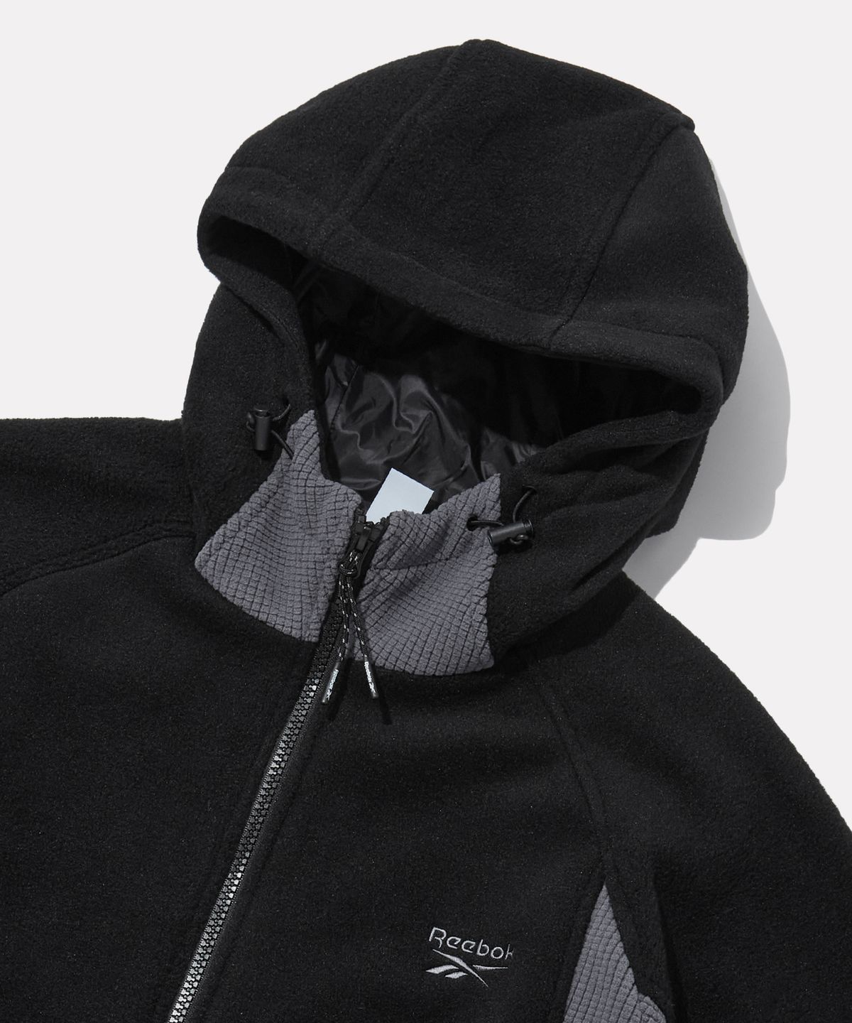 리복(REEBOK) 플리스 블록 후드 집업 - 블랙