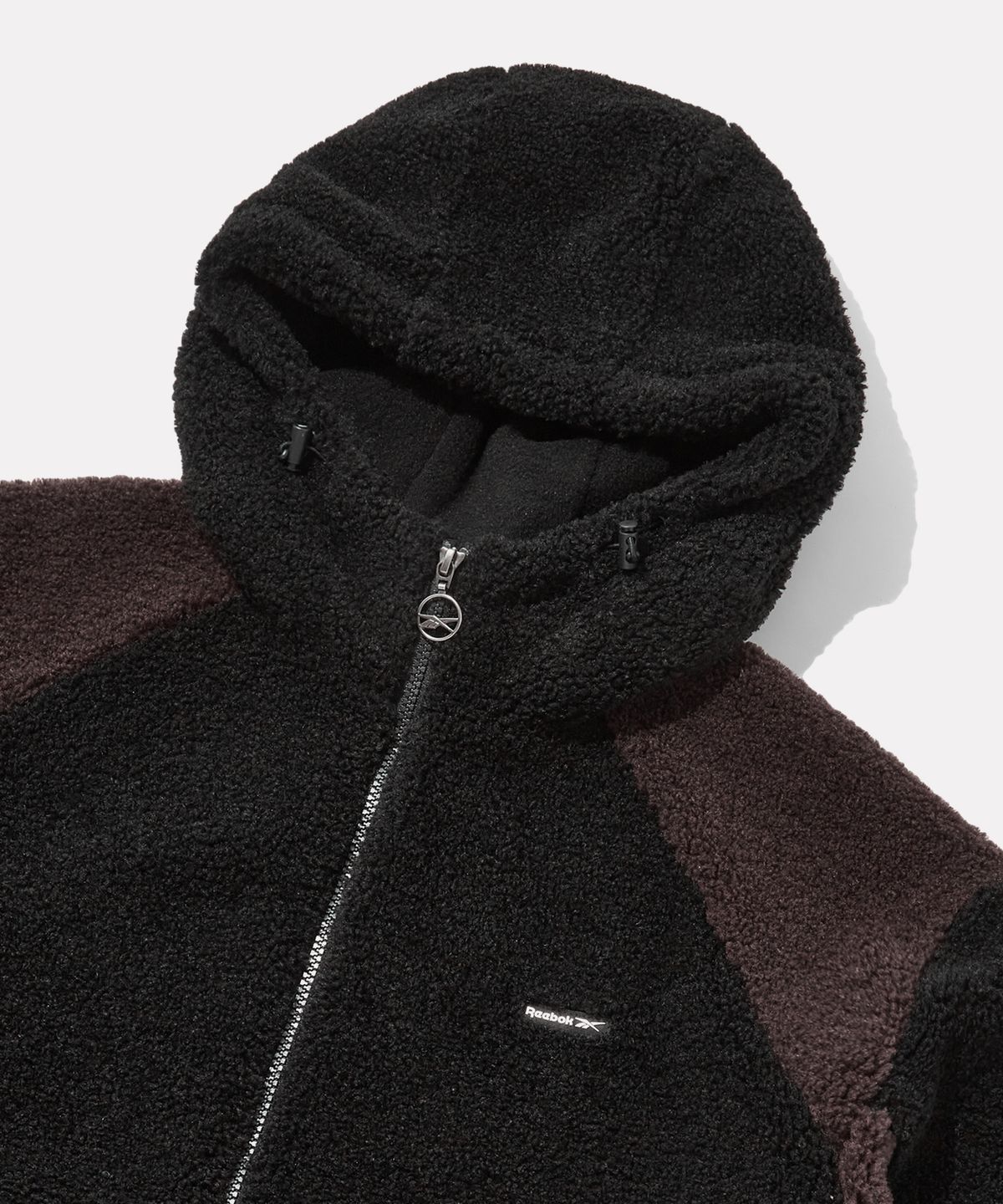 리복(REEBOK) 쉐르파 플리스 후드 집업 - 블랙:브라운