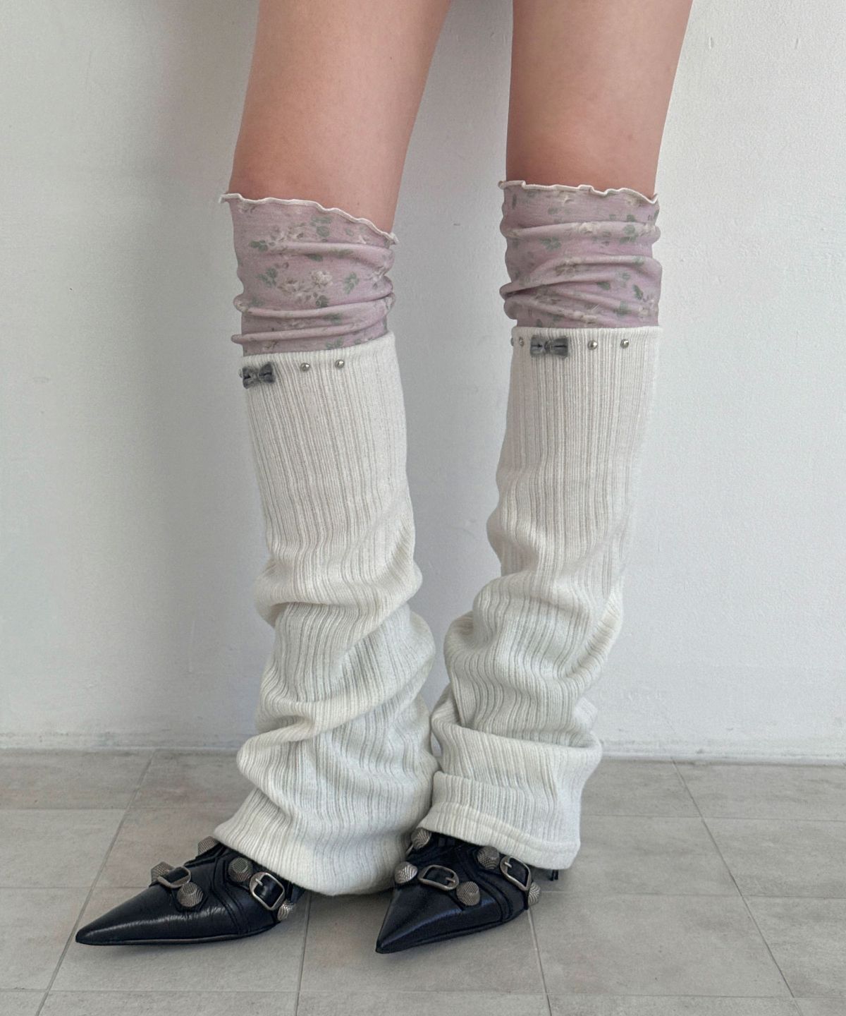 체리퀴리(CHERRYQUIRI) starry leg warmer - ivory