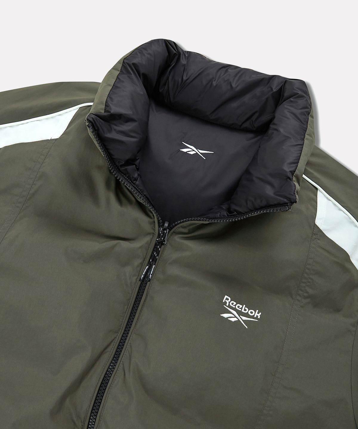 리복(REEBOK) 벡터 리버시블 패딩 - 샌드 카키:블랙