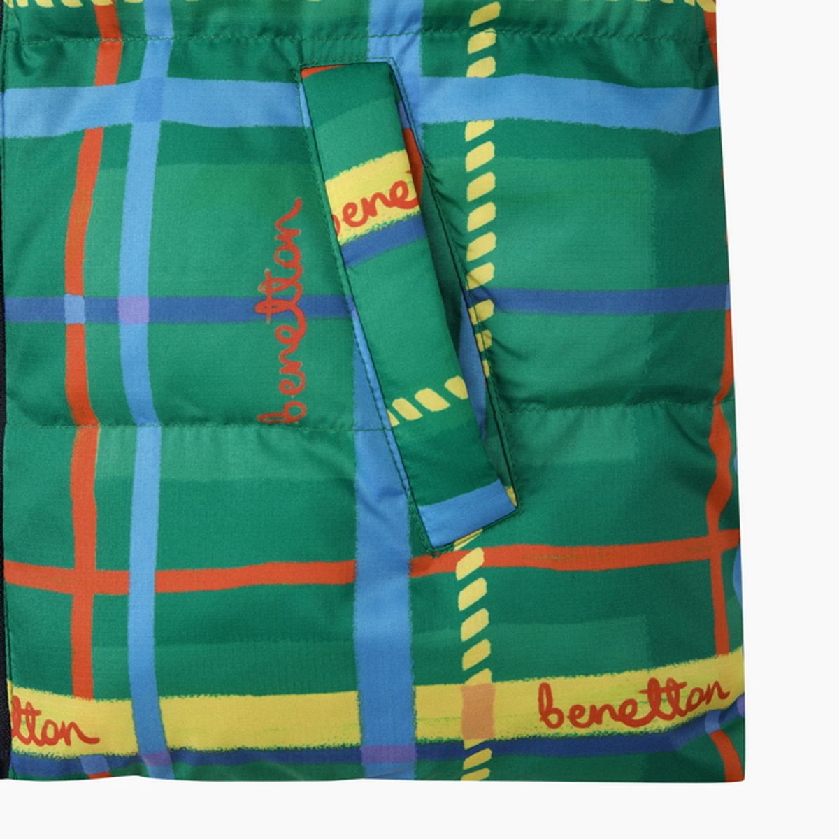 베네통키즈(BENETTONKIDS) 체크 리버시블 웰론 점퍼_QAPD03661MU