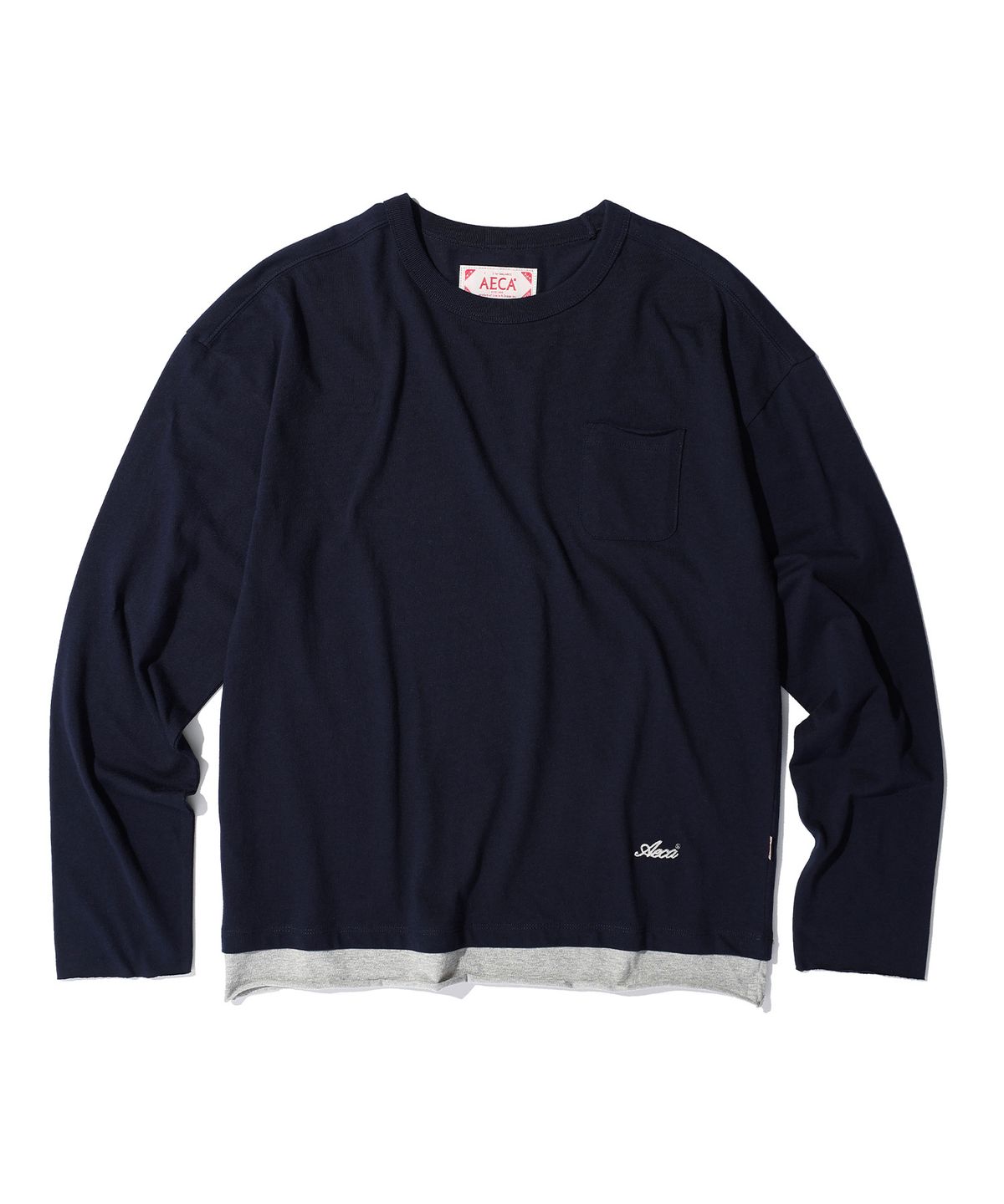 에이카화이트(AECA) AECA 2TONE POCKET LAYERED LONG SLEEVE (3color)
