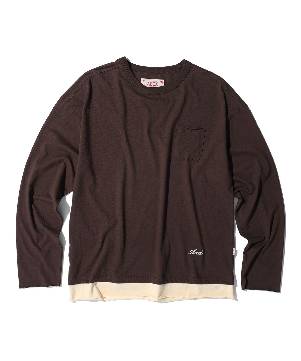 에이카화이트(AECA) AECA 2TONE POCKET LAYERED LONG SLEEVE (3color)