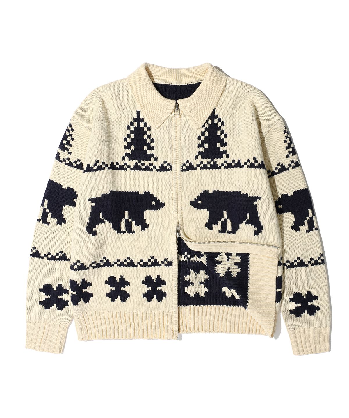 에이카화이트(AECA) AECA BEAR COWICHAN ZIP-UP CARDIGAN (2color)