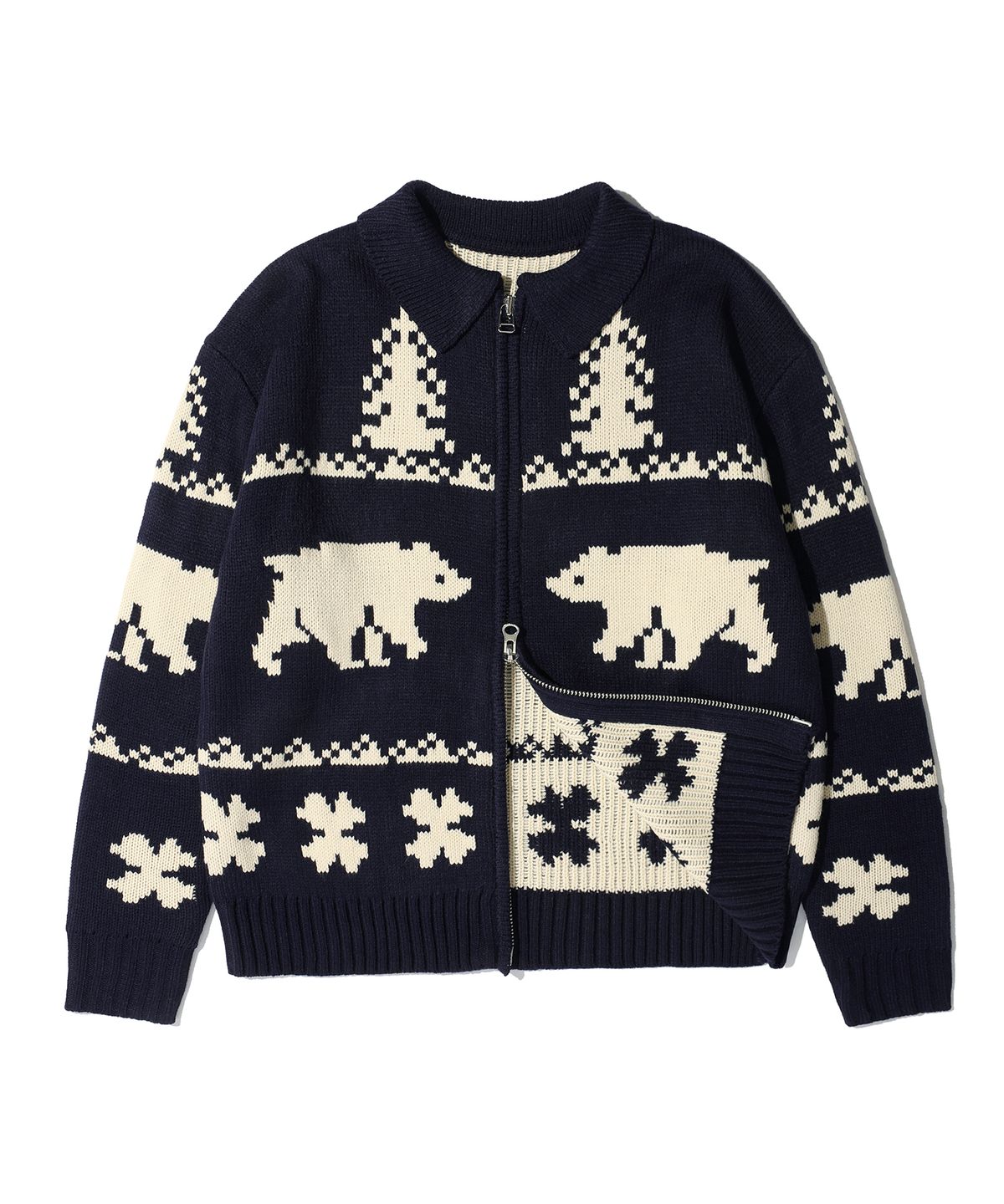 에이카화이트(AECA) AECA BEAR COWICHAN ZIP-UP CARDIGAN (2color)