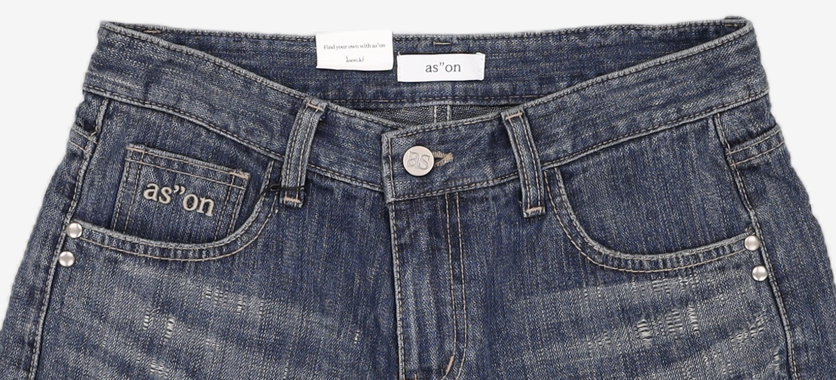 애즈온(ASON) FOLD DENIM SHORT PANTS / BLUE M