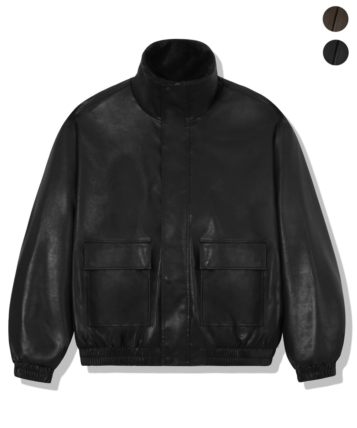 트릴리온(TRILLION) 하이넥 빈티지 레더 무스탕 자켓_2color