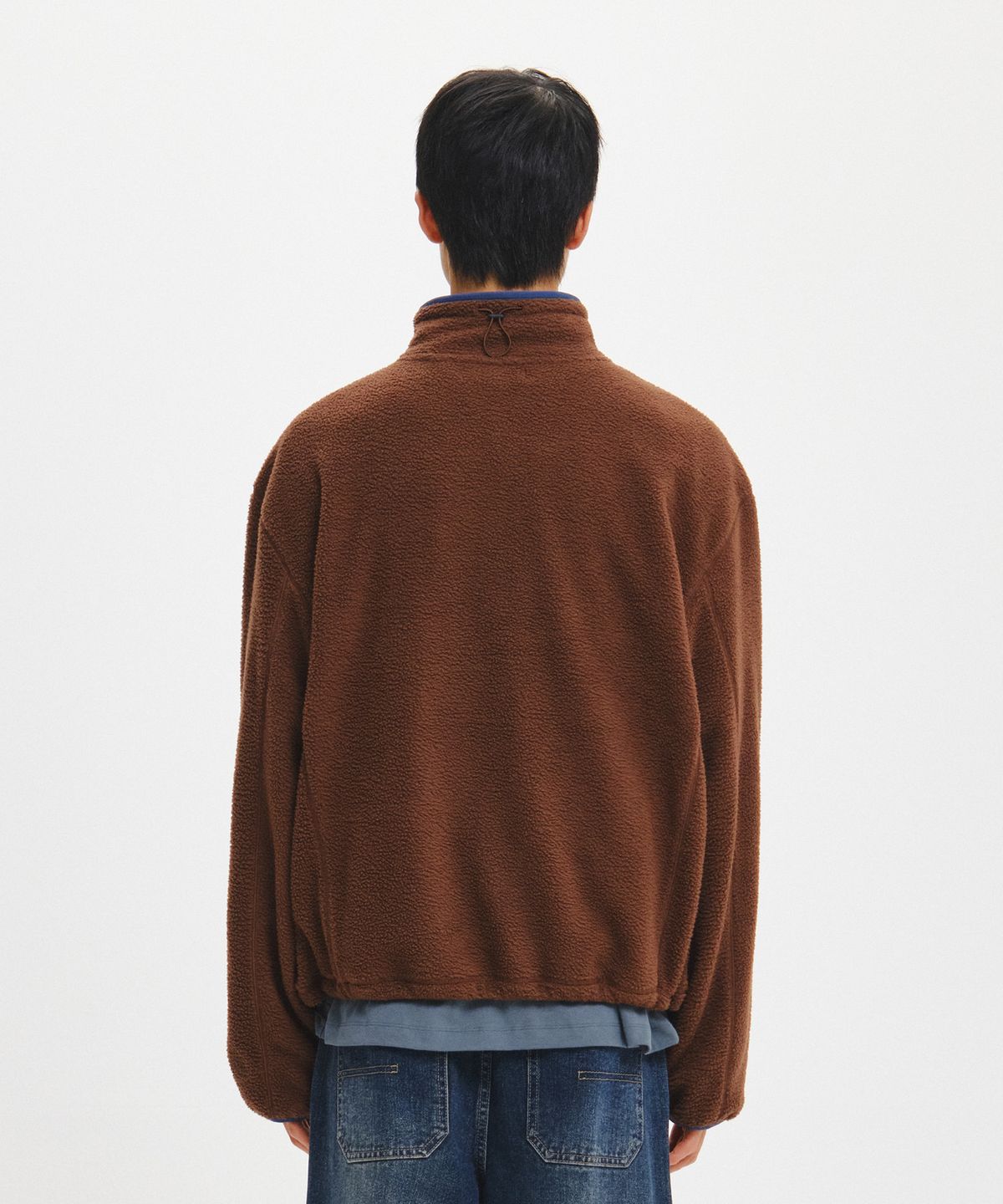 제너럴아이디어(GENERALIDEA) 폴딩밴드 배색 핑거홀 집업 플리스 [BROWN] / GF3UJK007