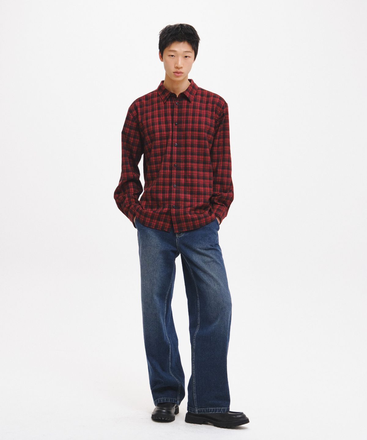 제너럴아이디어(GENERALIDEA) UNISEX 코듀로이 포인트 체크 셔츠 [2COL] / GF3USH001