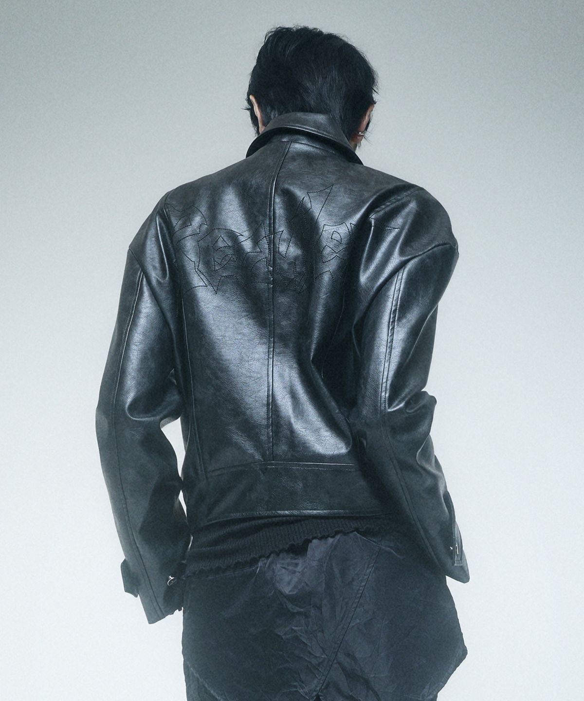레큘리(RECULER) Reculer signature stitch Leather Jacket Black