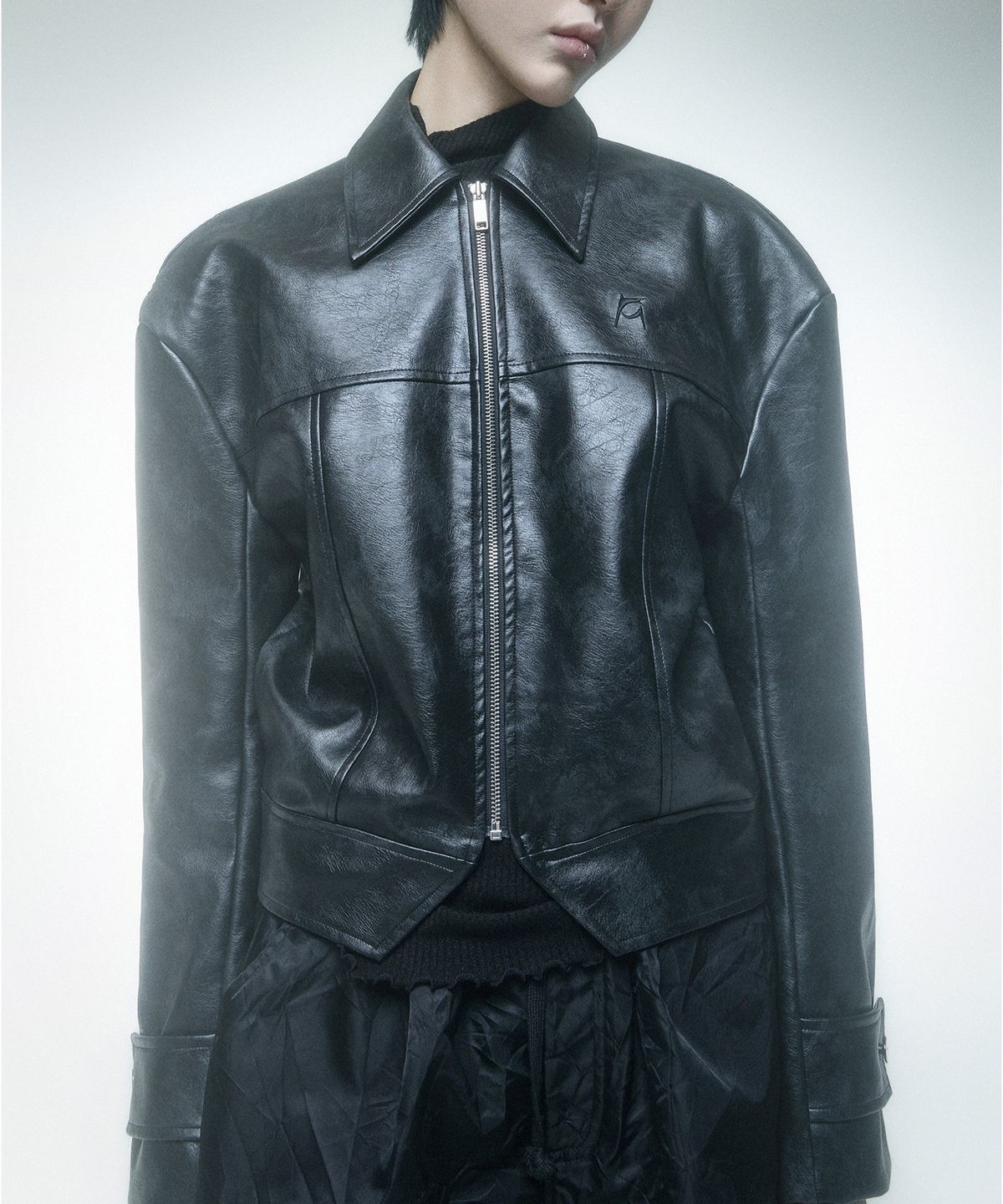 레큘리(RECULER) Reculer signature stitch Leather Jacket Black
