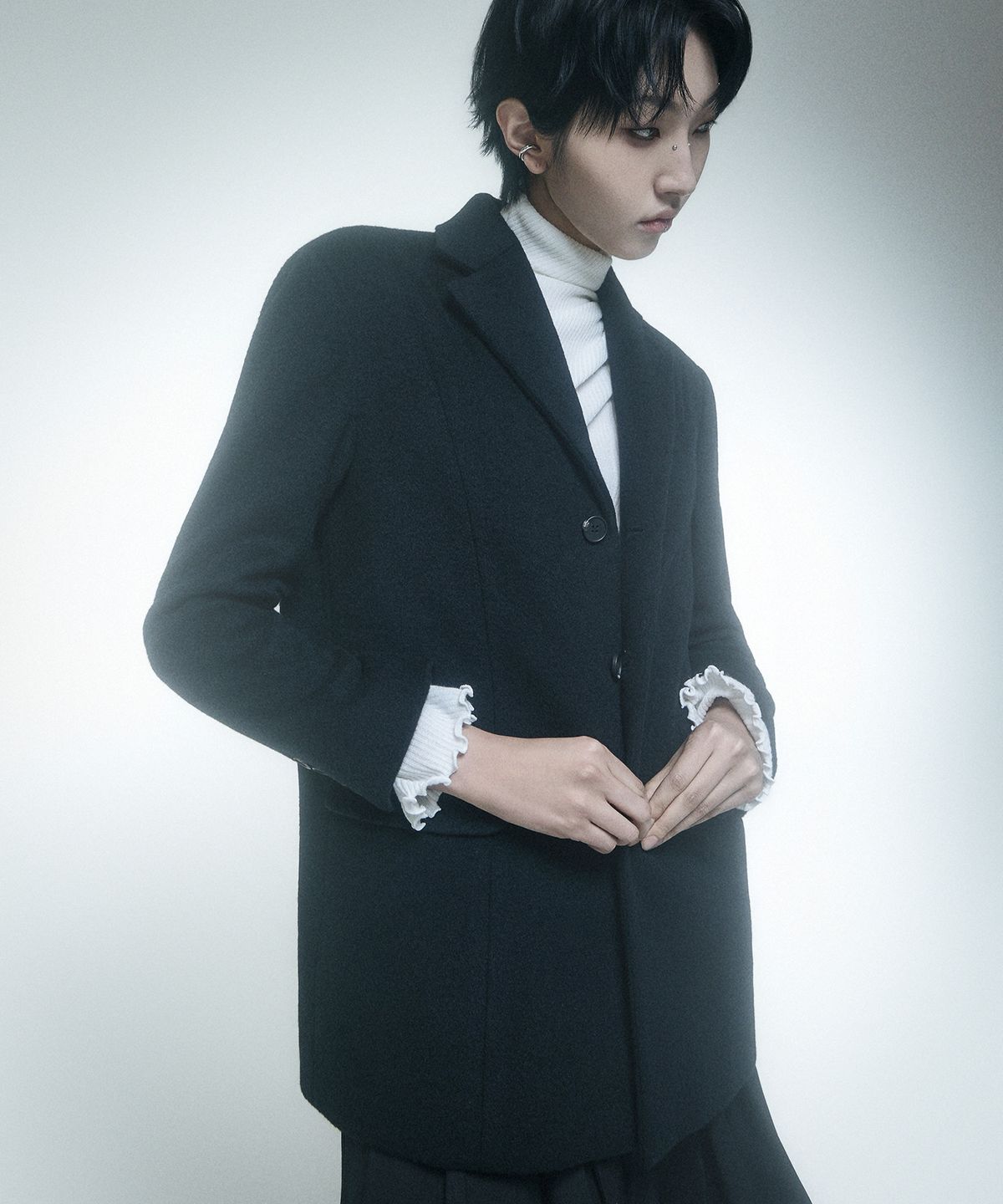 레큘리(RECULER) Back Button Single Jacket  Black