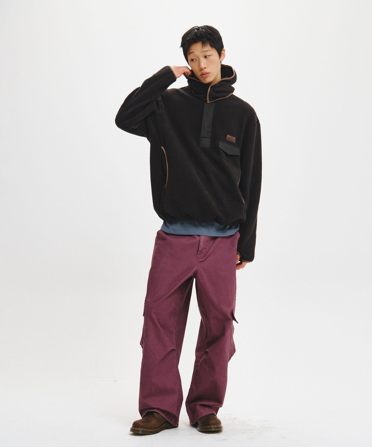 제너럴아이디어(GENERALIDEA) UNISEX 하이넥 반집업 플리스 아노락 [BLACK] / GF3USS005