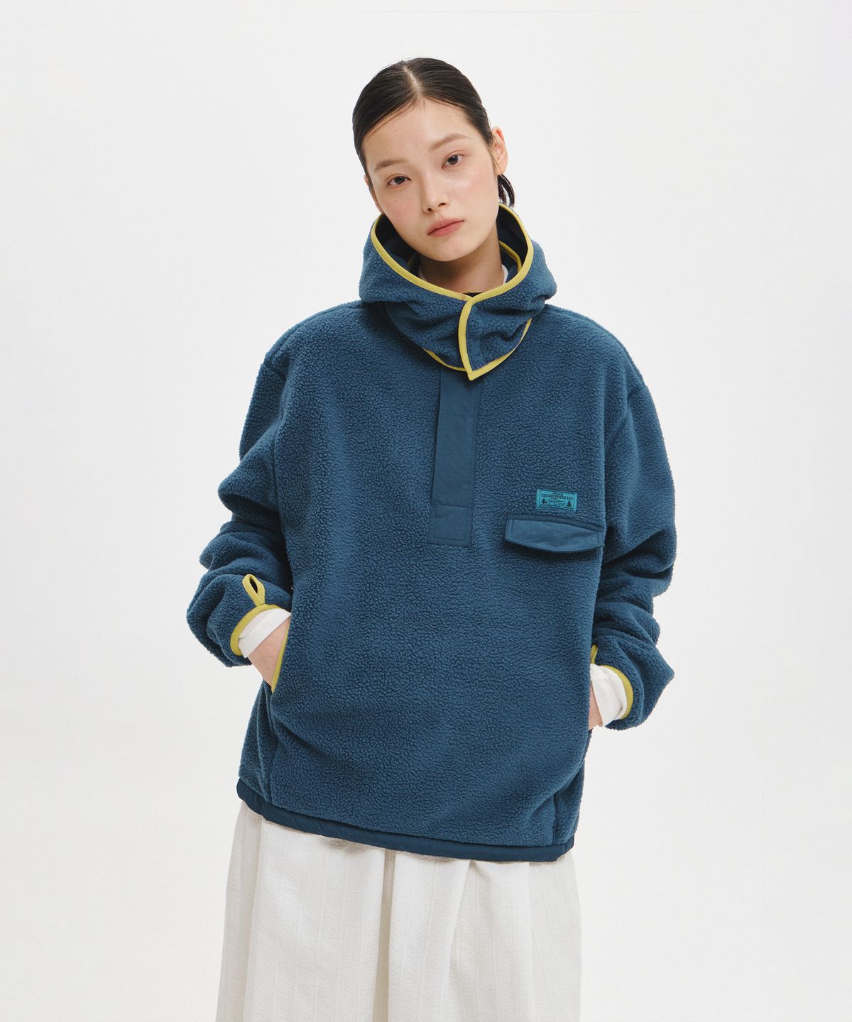 제너럴아이디어(GENERALIDEA) UNISEX 하이넥 반집업 플리스 아노락 [TEAL GREEN] / GF3USS005