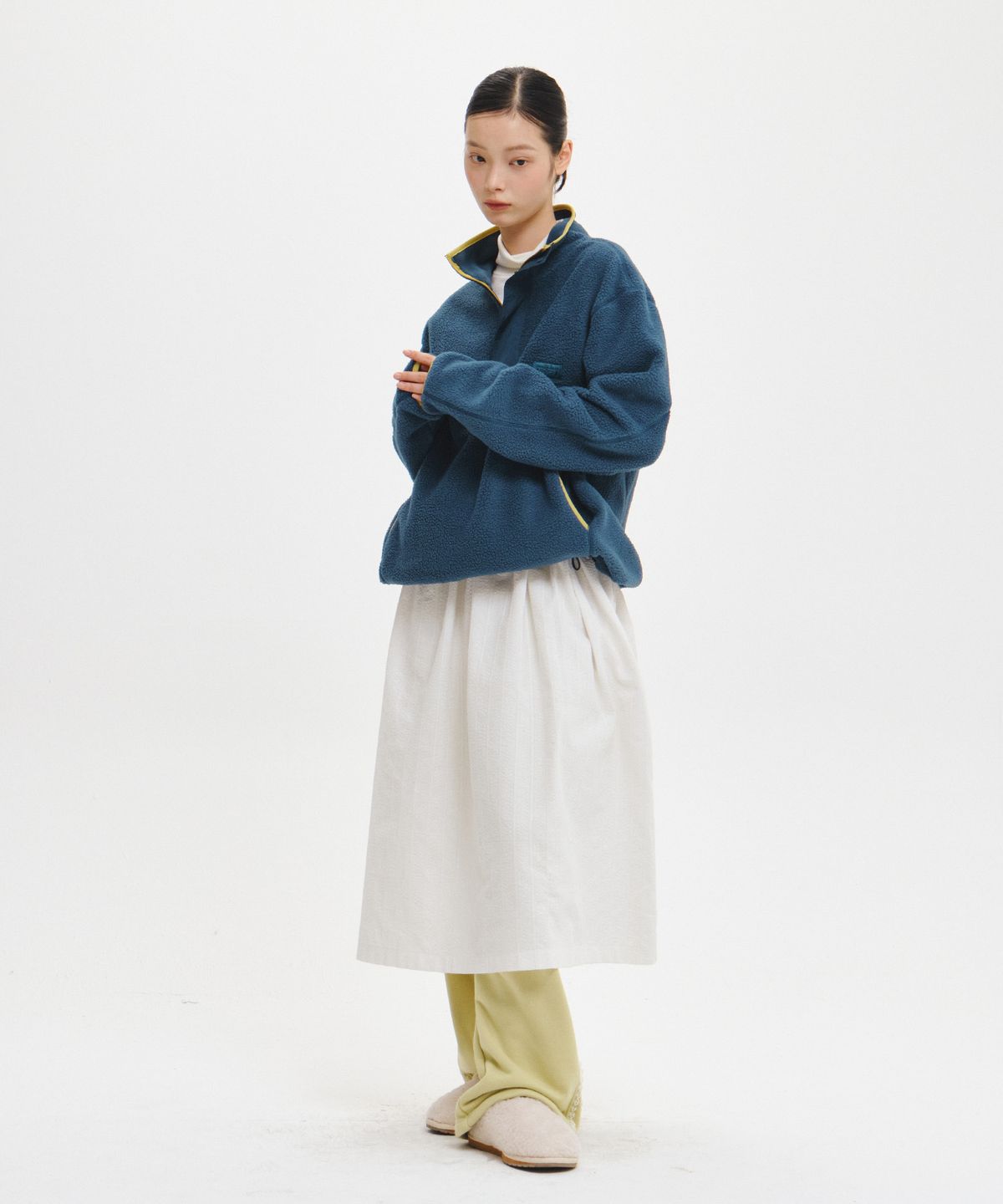제너럴아이디어(GENERALIDEA) UNISEX 하이넥 반집업 플리스 아노락 [TEAL GREEN] / GF3USS005