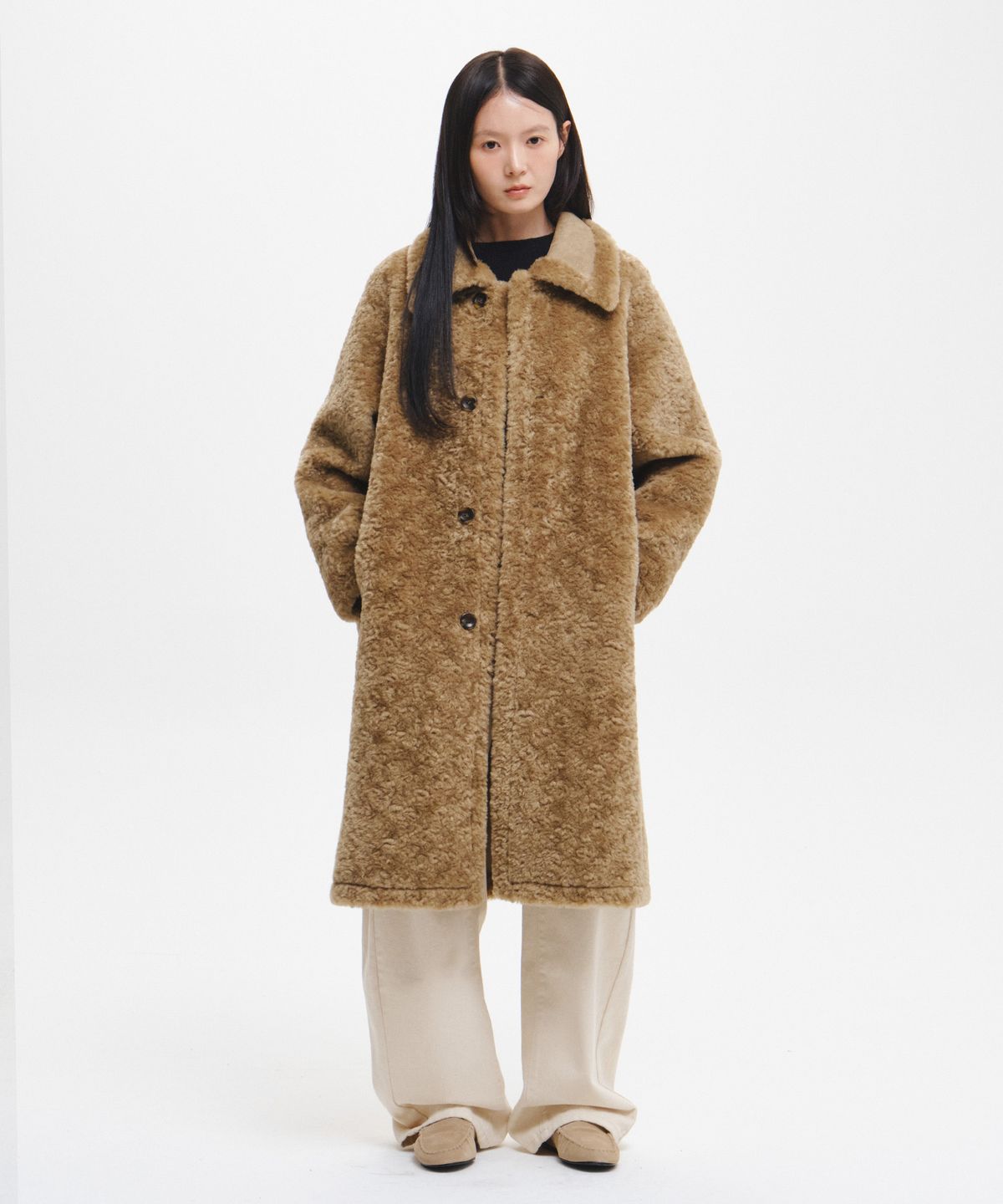 제너럴아이디어(GENERALIDEA) 리버시블 테디베어 롱코트 [KHAKI BEIGE] / GF4LCT502