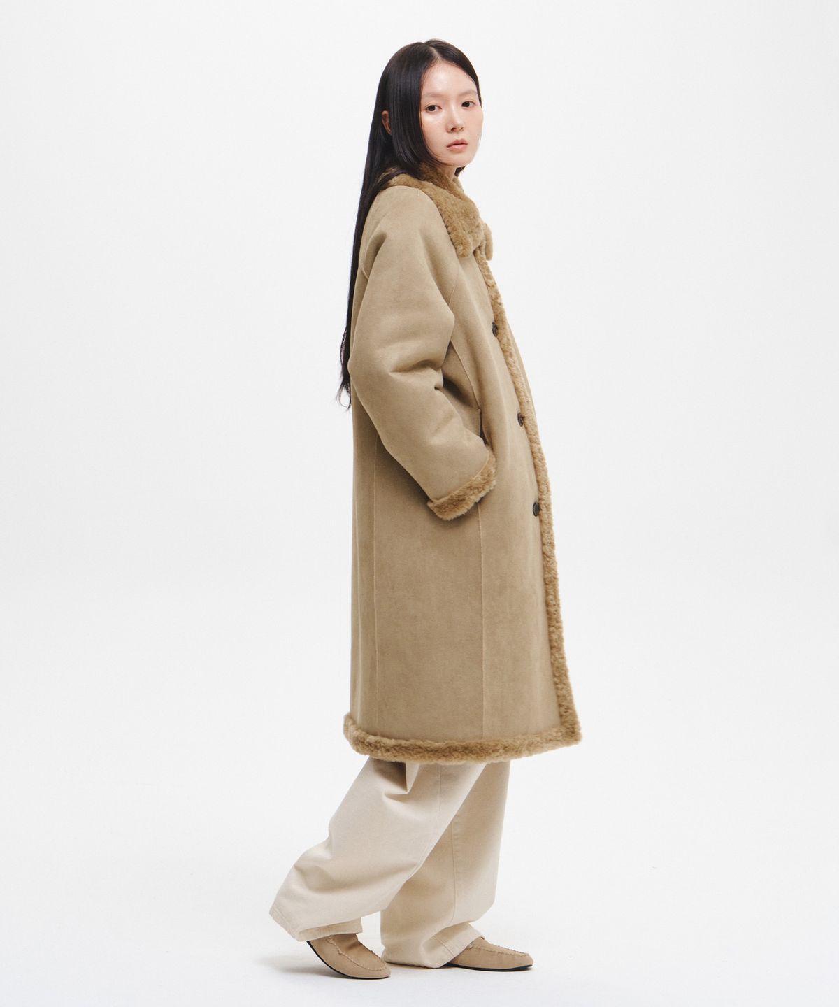 제너럴아이디어(GENERALIDEA) 리버시블 테디베어 롱코트 [KHAKI BEIGE] / GF4LCT502