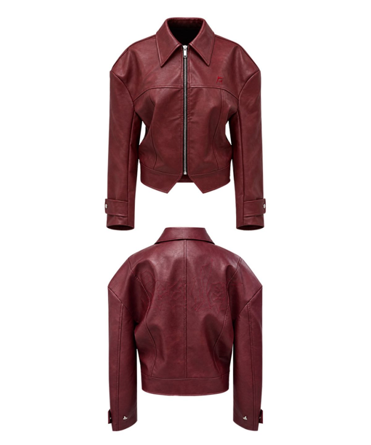 레큘리(RECULER) Reculer signature stitch Leather Jacket Burgundy
