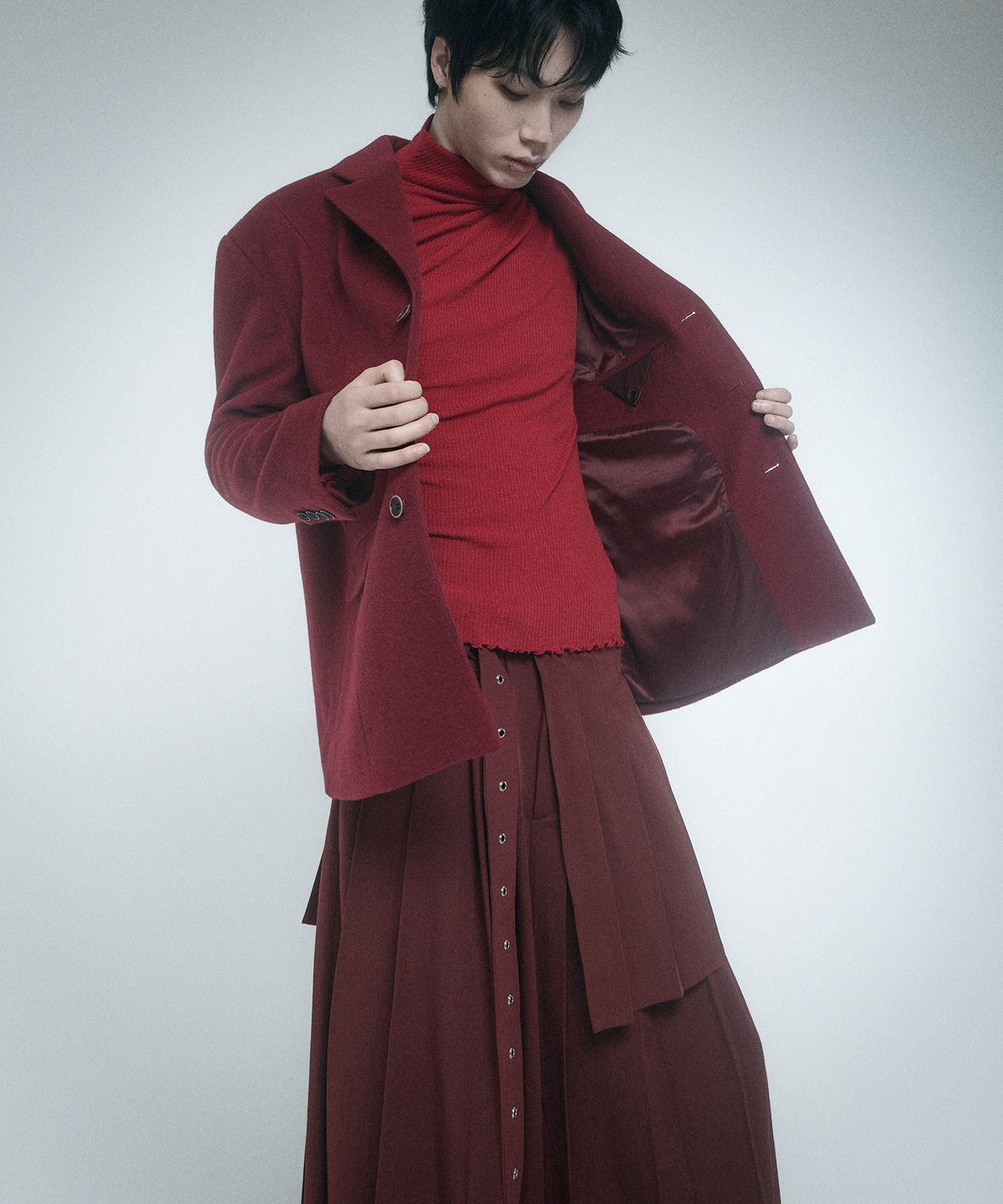 레큘리(RECULER) Back Button Single Jacket  Burgundy