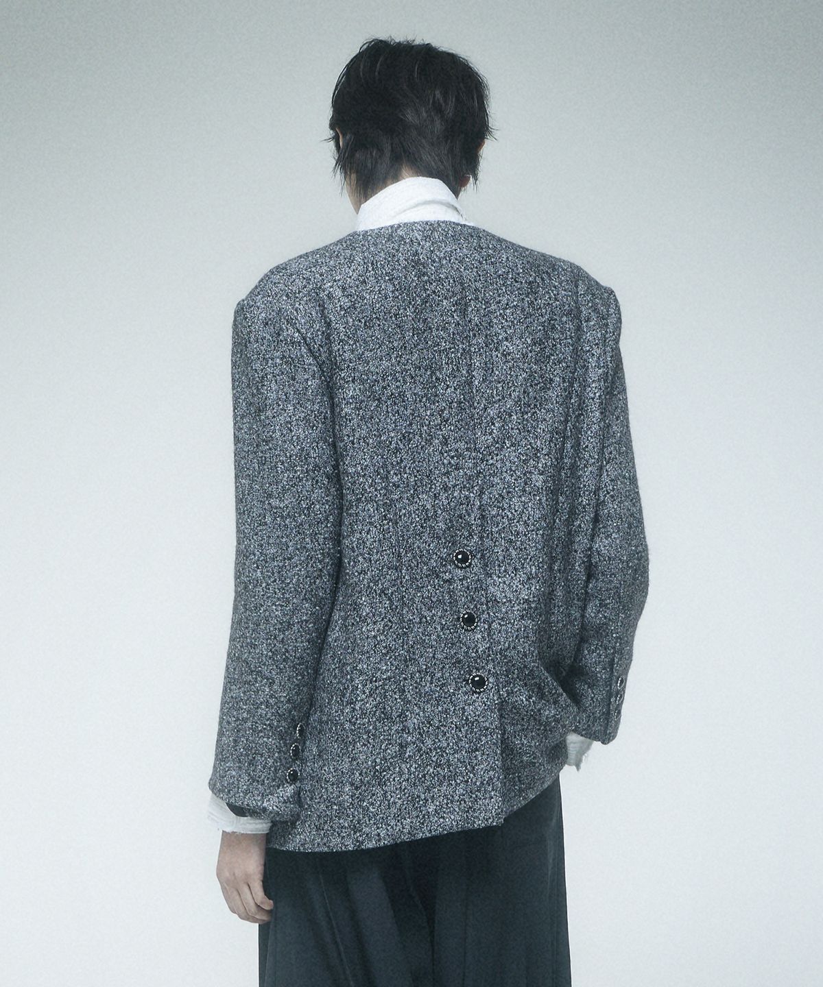 레큘리(RECULER) Labelless Tweed Jacket Charcoal