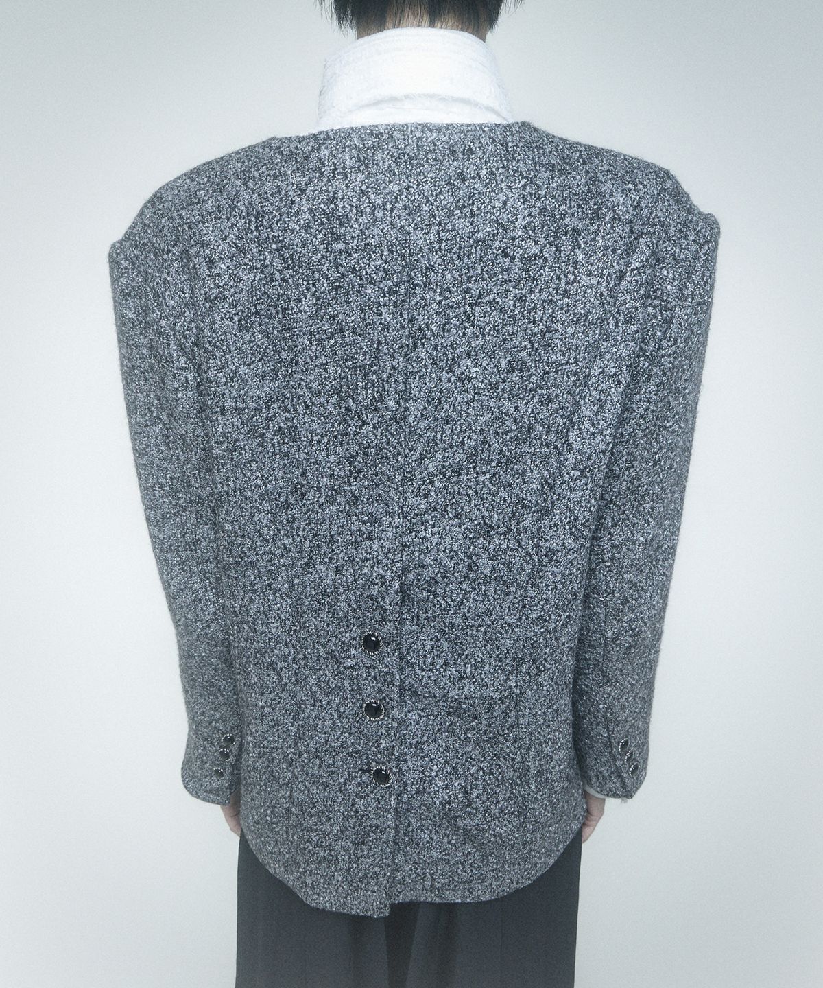 레큘리(RECULER) Labelless Tweed Jacket Charcoal