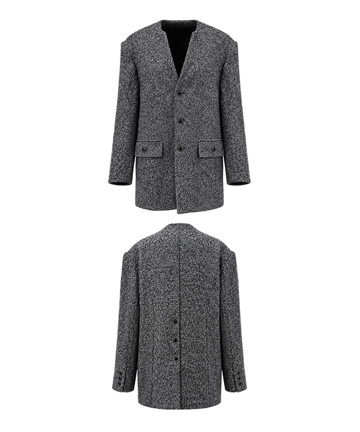 레큘리(RECULER) Labelless Tweed Jacket Charcoal
