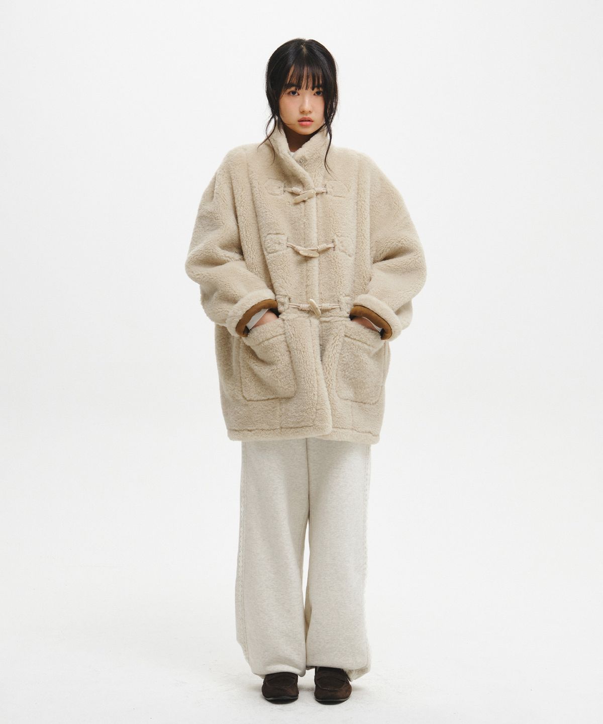 제너럴아이디어(GENERALIDEA) [아르노] 리버시블 무스탕 더플 코트 [CREAM] / GF8LCT522