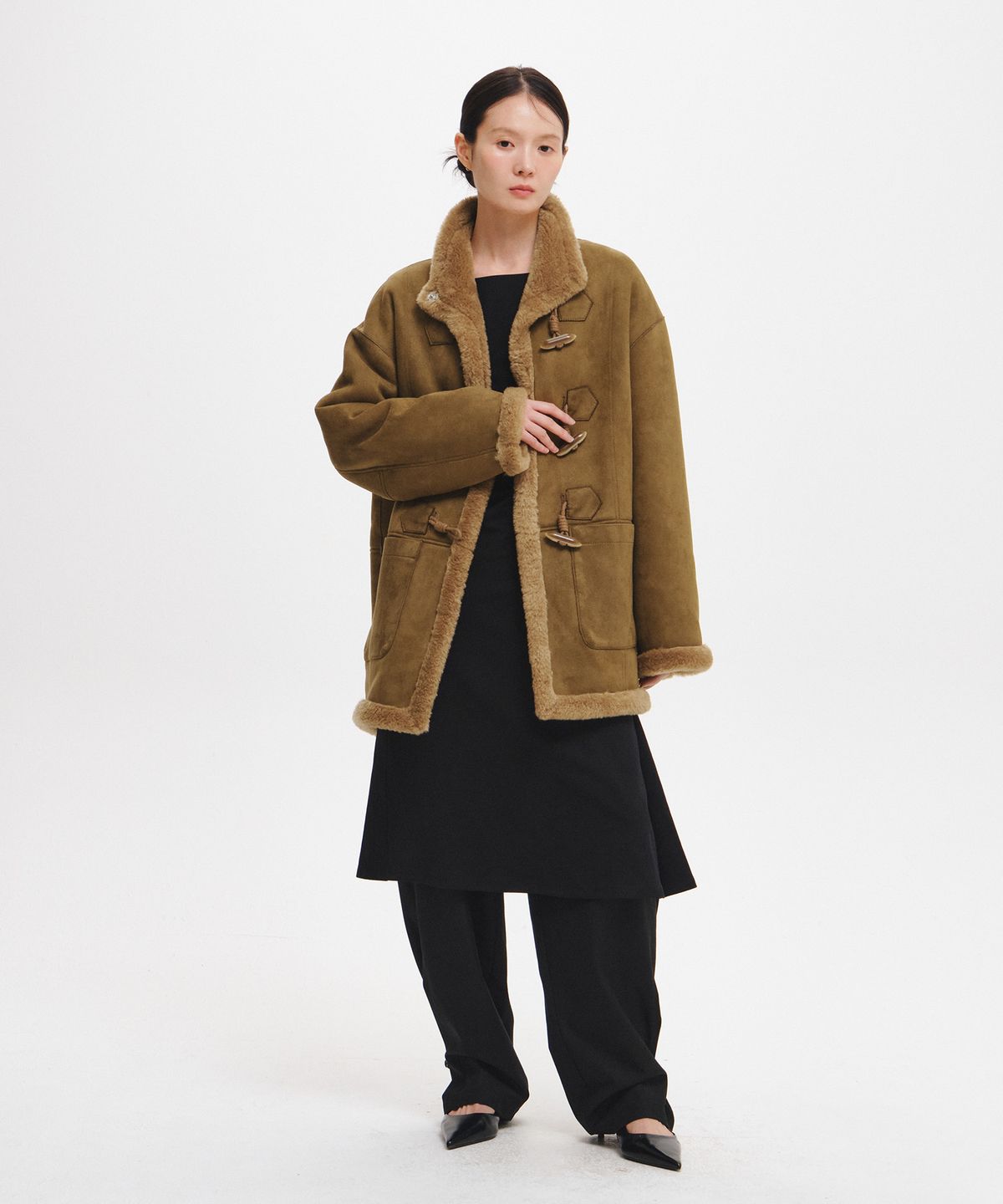 제너럴아이디어(GENERALIDEA) 리버시블 무스탕 더플 코트 [KHAKI BROWN] / GF8LCT522