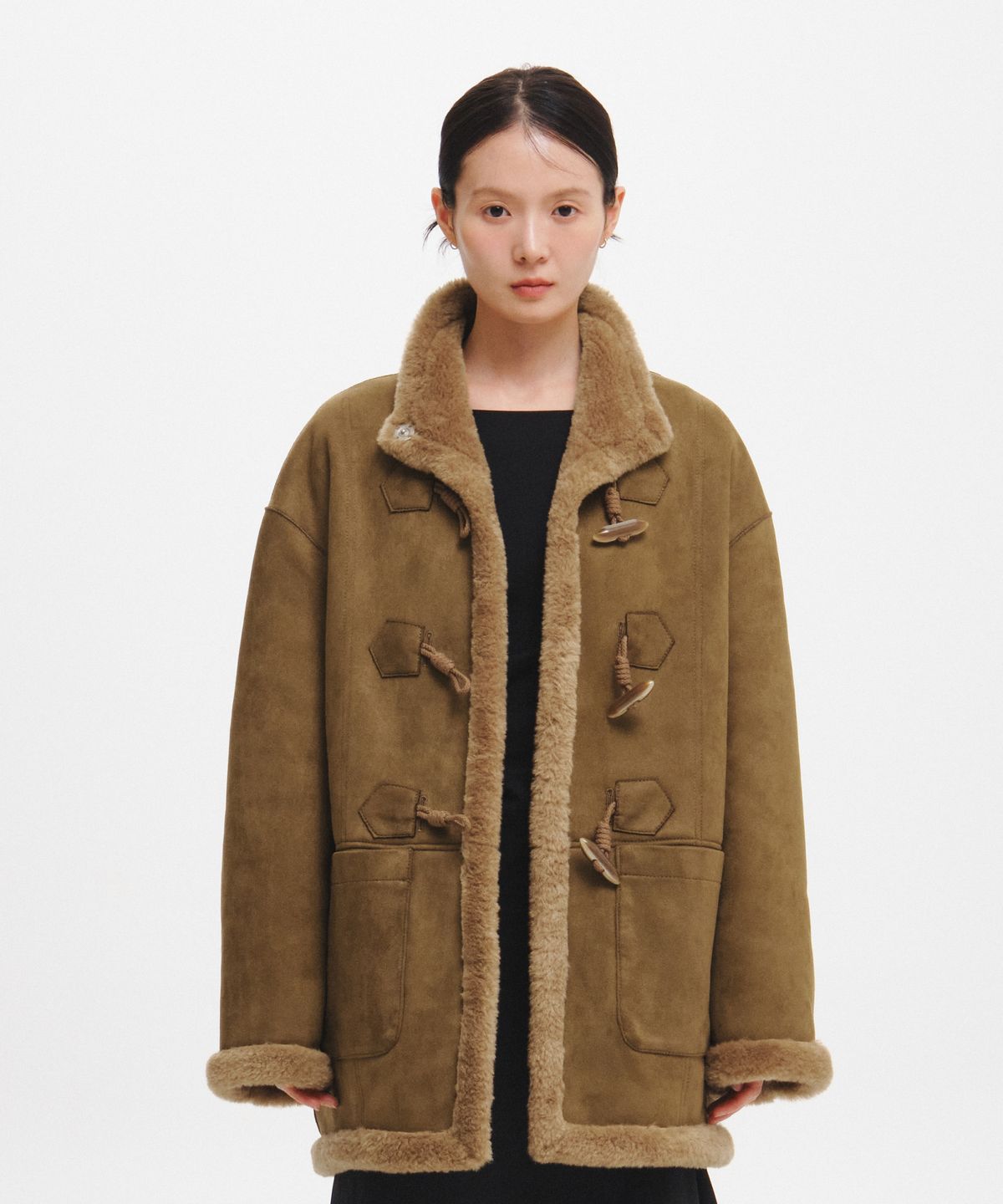 제너럴아이디어(GENERALIDEA) 리버시블 무스탕 더플 코트 [KHAKI BROWN] / GF8LCT522