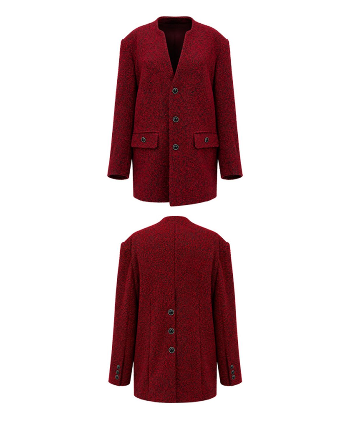 레큘리(RECULER) Labelless Tweed Jacket Red