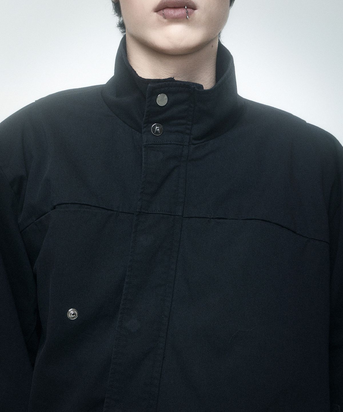 레큘리(RECULER) Drapoed Field Jacket Washed Black