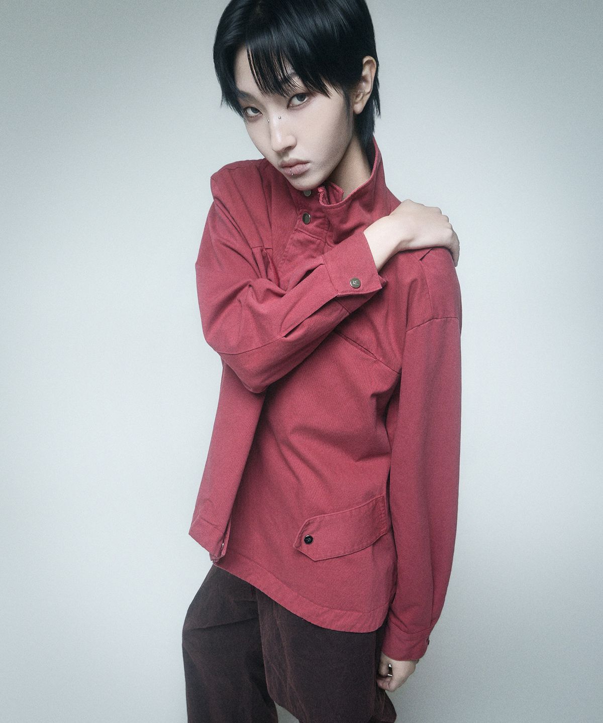 레큘리(RECULER) Drapoed Field Jacket Washed Red