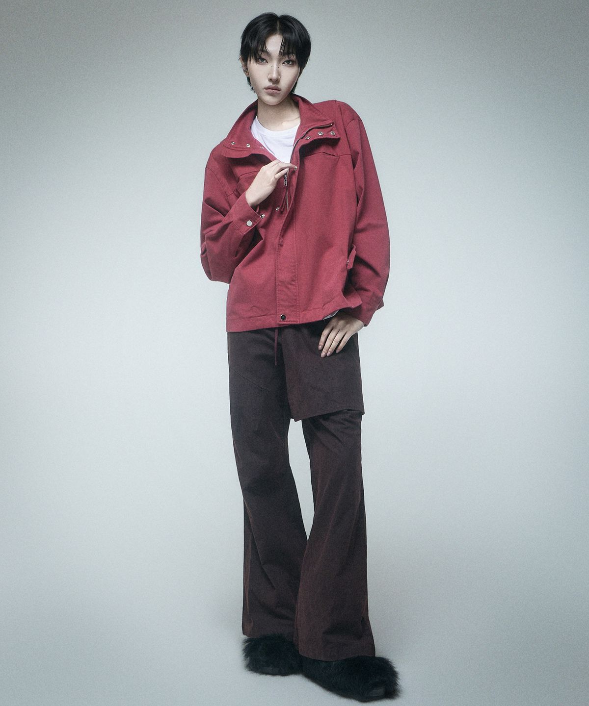 레큘리(RECULER) Drapoed Field Jacket Washed Red