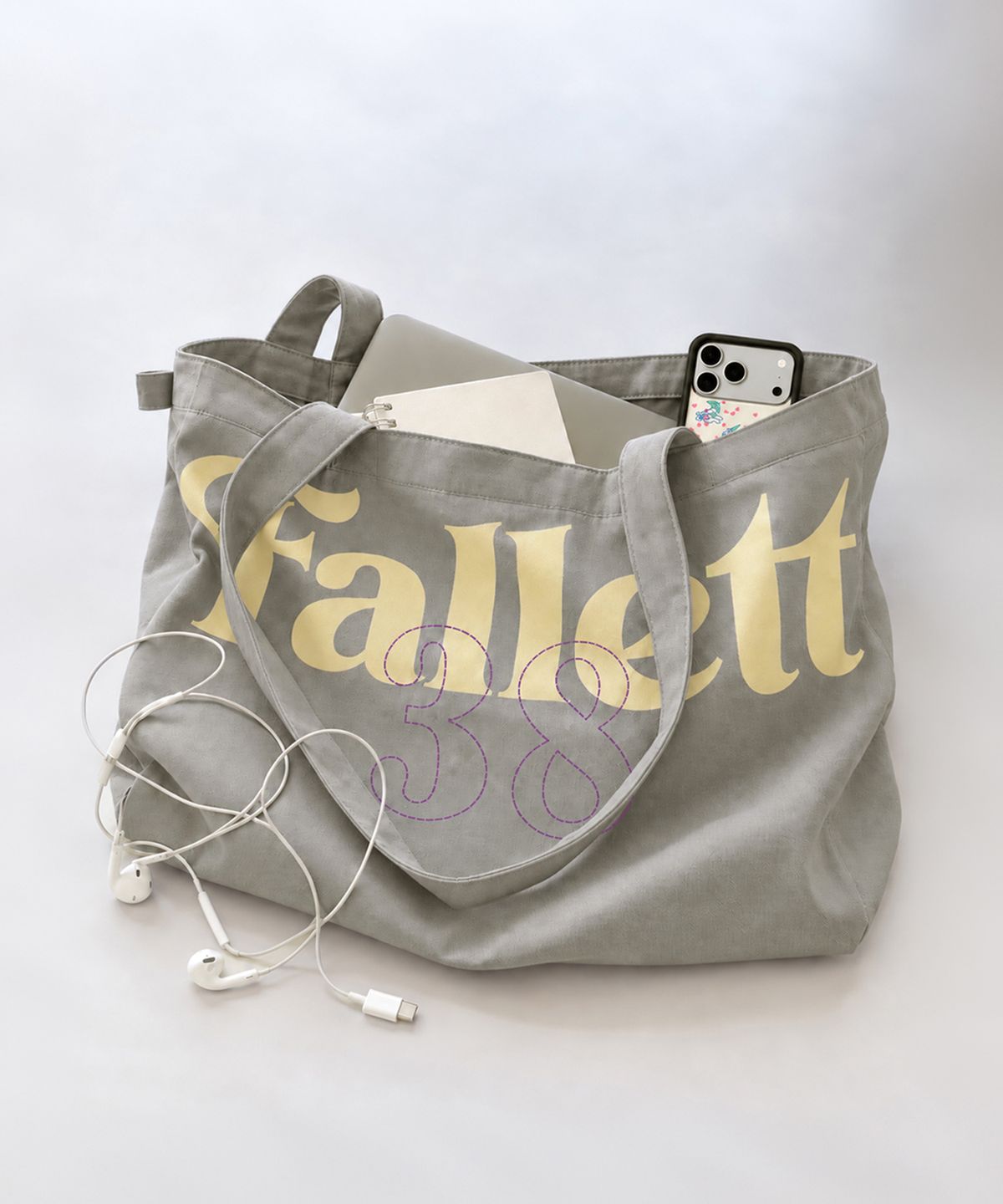 팔렛(FALLETT) 코튼 베이직 빅백 라이트 그레이