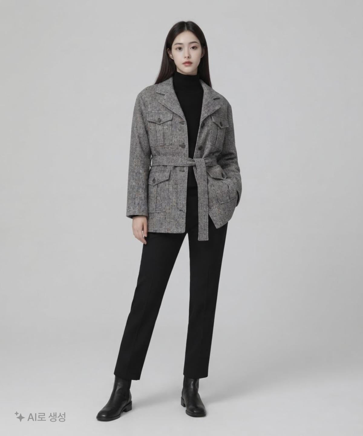 룩캐스트(LOOKAST) 베일리 울 하프 코트_차콜 / BAILEY WOOL HALF COAT_CHARCOAL ONE SIZE