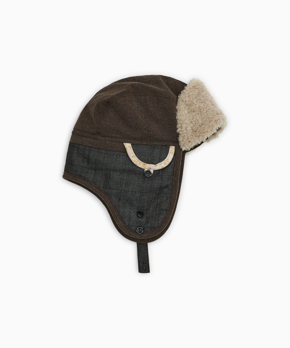 오헤시오(OHESHIO) FLORAL POCKET TRAPPER HAT, BROWN