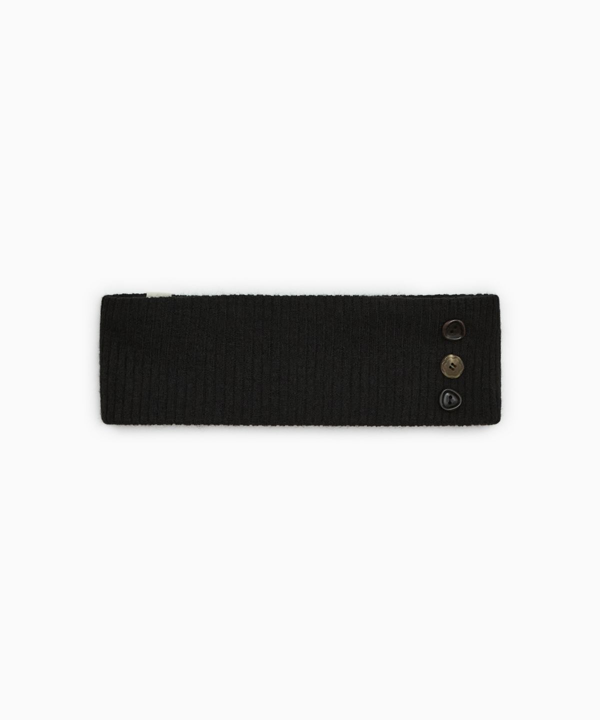 오헤시오(OHESHIO) RIBBED BUTTON HAIRBAND, BLACK