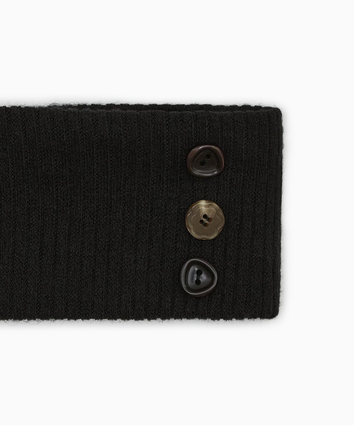오헤시오(OHESHIO) RIBBED BUTTON HAIRBAND, BLACK