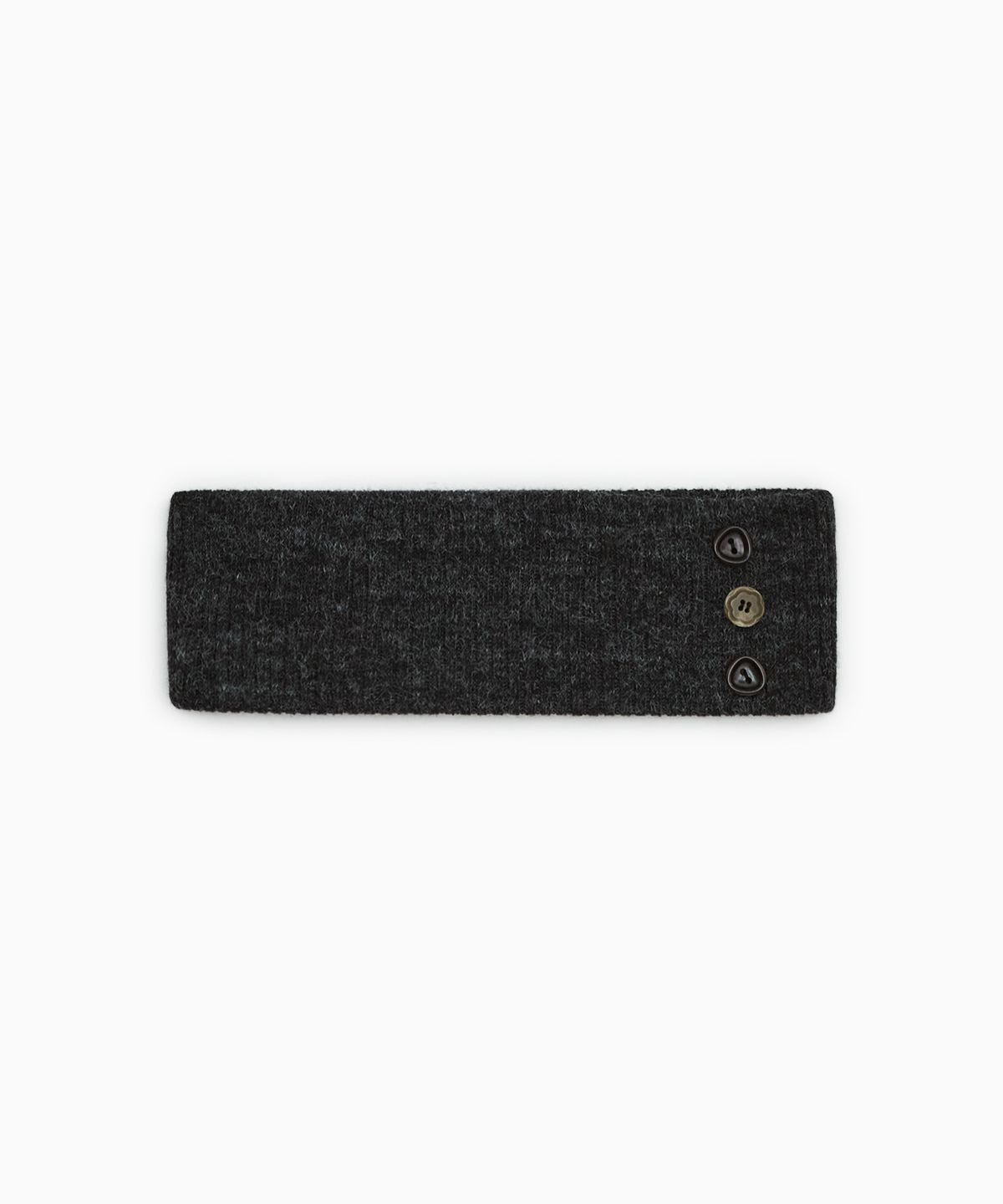 오헤시오(OHESHIO) RIBBED BUTTON HAIRBAND, CHARCOAL