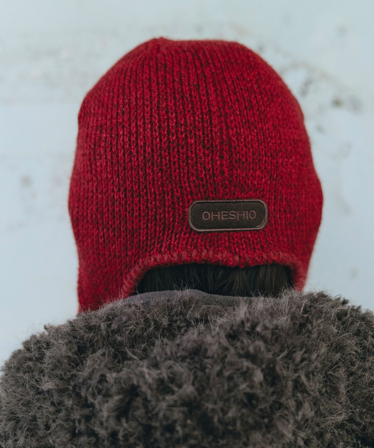 오헤시오(OHESHIO) BRAIDED STRING EARFLAP BEANIE, RED