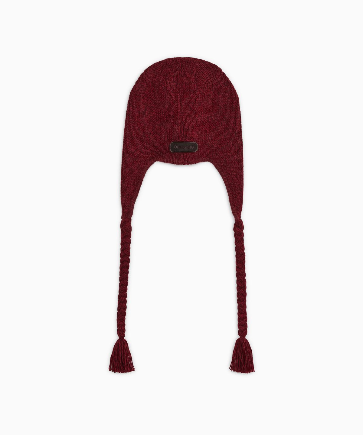 오헤시오(OHESHIO) BRAIDED STRING EARFLAP BEANIE, RED