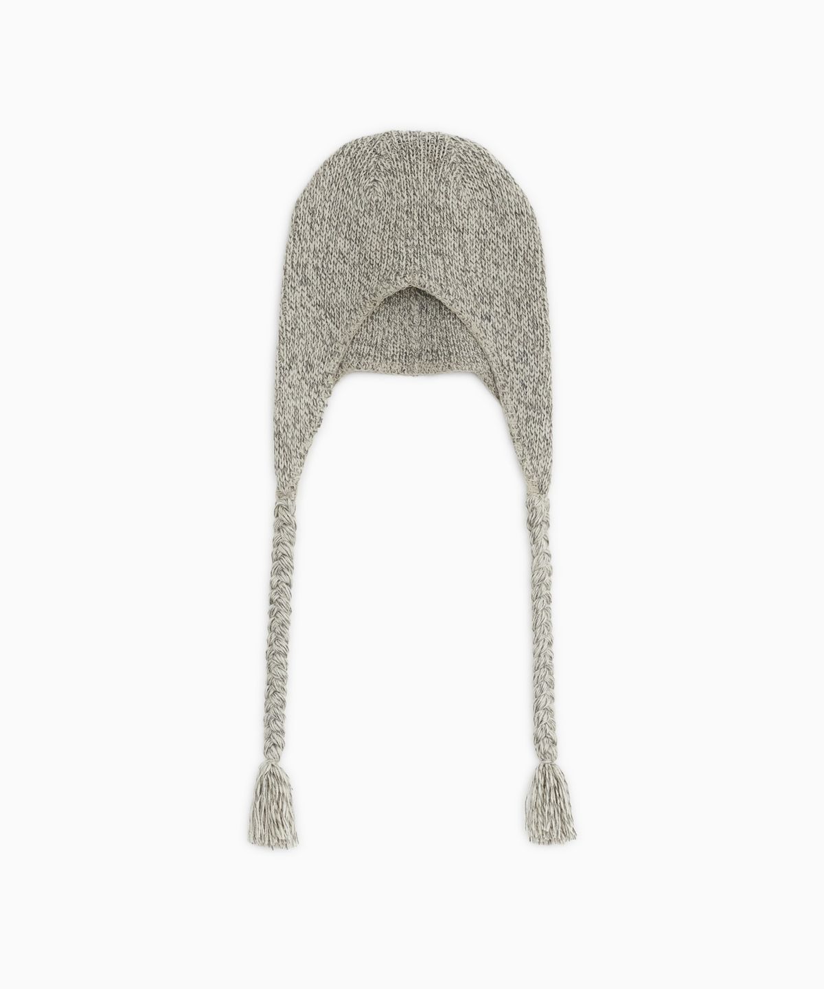 오헤시오(OHESHIO) BRAIDED STRING EARFLAP BEANIE, MELANGE GRAY