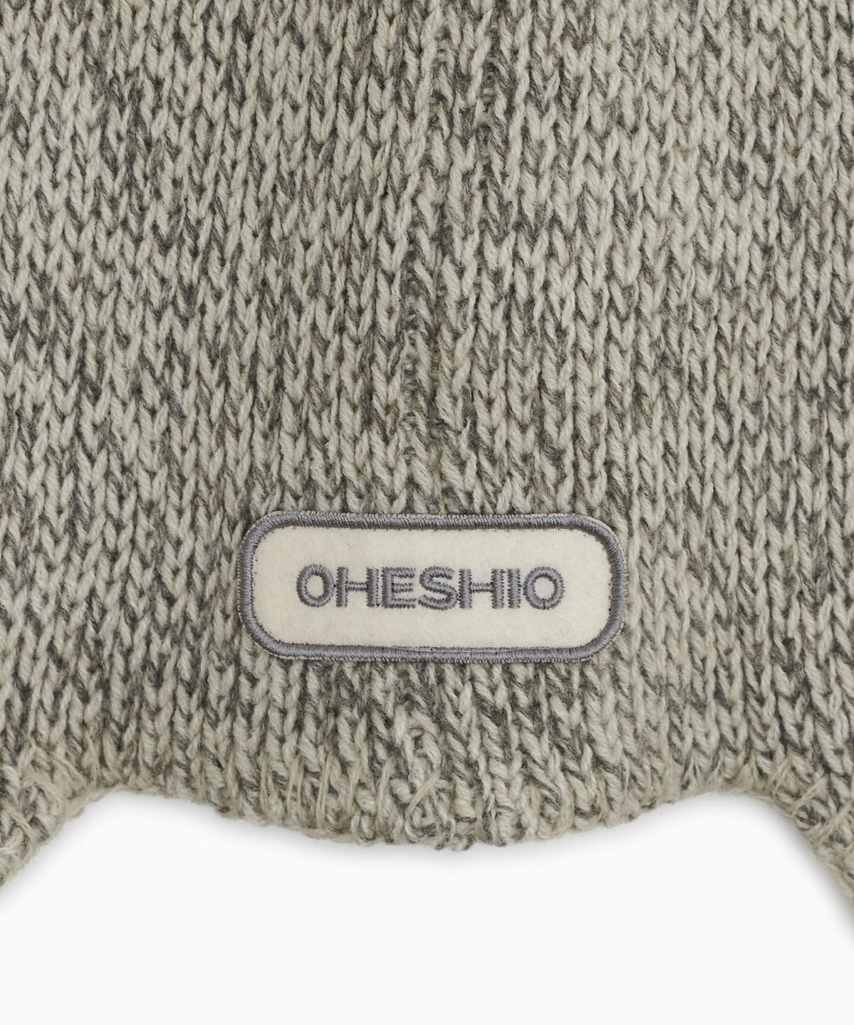 오헤시오(OHESHIO) BRAIDED STRING EARFLAP BEANIE, MELANGE GRAY